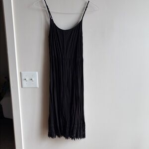 Forever 21 Black Midi Slip Dress with Crochet Hem